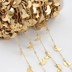 2Meters 1Meter Stainless Steel Moon Star Round Disc Link Chain Dangle Charm Chains for Necklace Jewelry Making DIY Waterproof