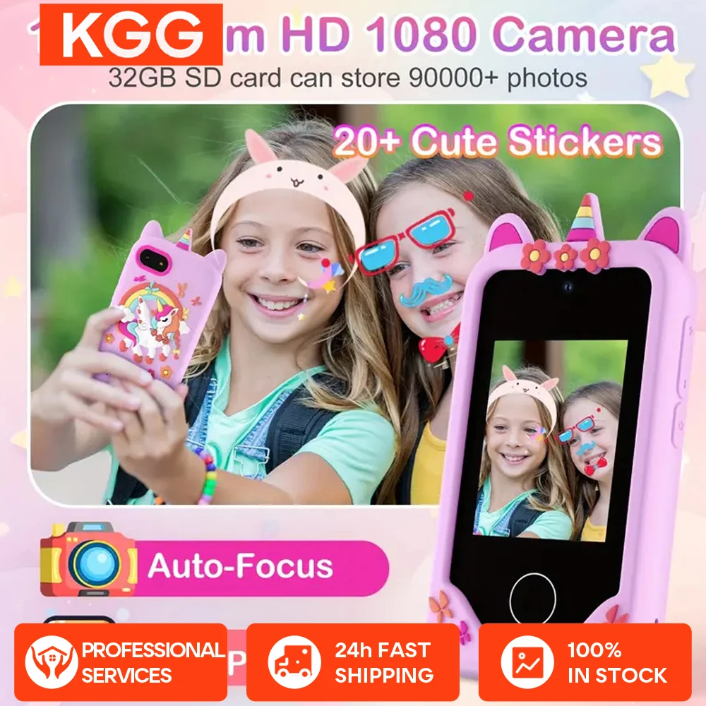 Kinderen Smartphone Dual Camera Muziekspeler Babytelefoon Met 32G Geheugen Educatief Speelgoed Spel Leren voor Leeftijd 3-12 Brithday Geschenken