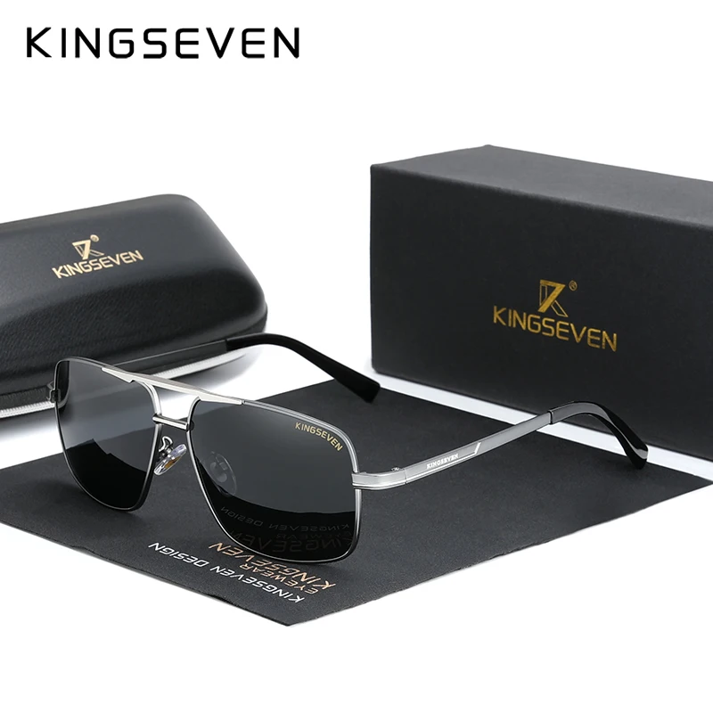 

KINGSEVEN 2023 NEW Fashion Men's Glasses Polarized Driving Sunglasses Brand Men Women Stainless steel Material Gafas De Sol