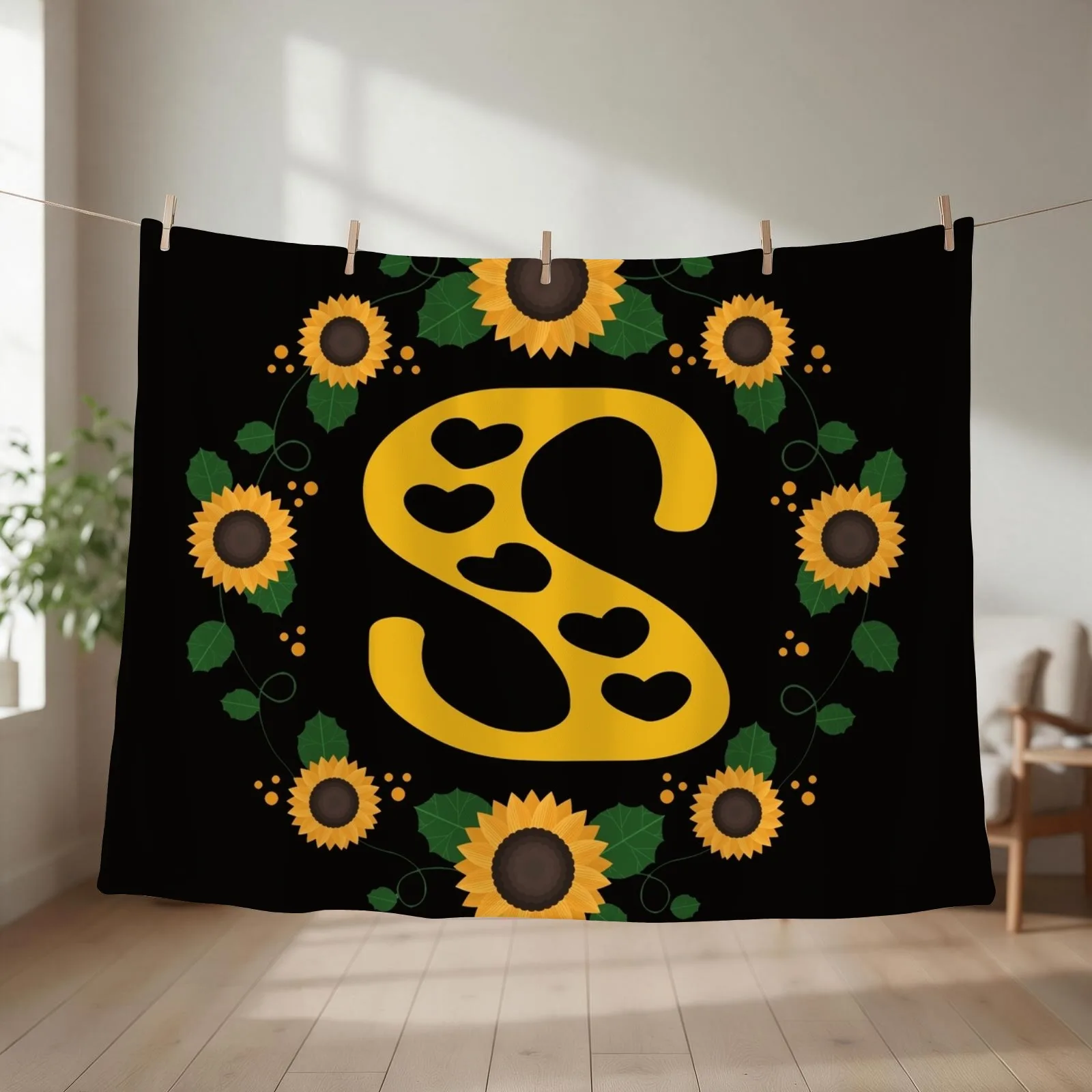 monogram letter S Throw Blanket Sofas Furrys Custom blankets and throws Blankets