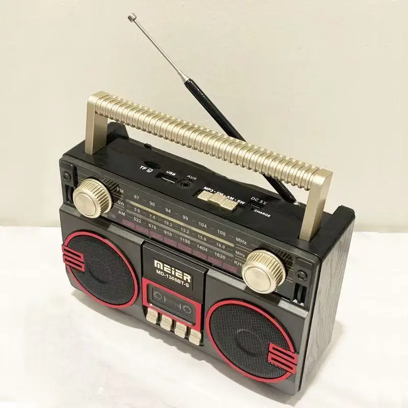 

MD-1305BT-S Retro Radio FM SW AM Multi Band Radios HIFI Wireless Bluetooth Speaker Support Solar Charging TF Card USB AUX Play