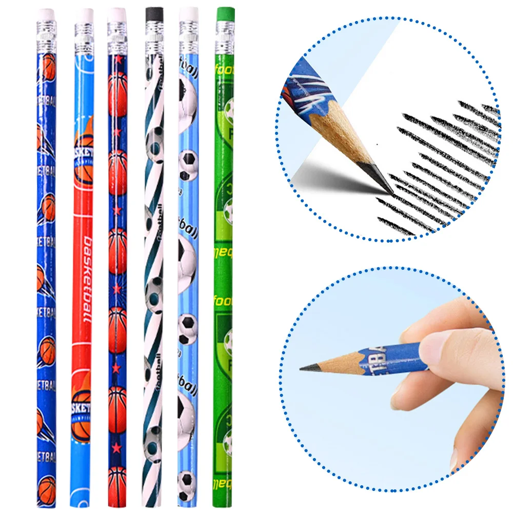 

24 Pcs Football Basketball Pencil Pencils for Kids Baseball with Eraser Student Use