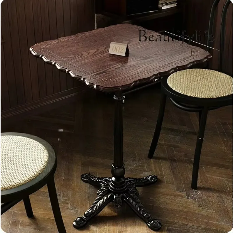 X Combination Retro Solid Wood Dining Table Night Cold Drink Dessert Shop Table Western Restaurant Bar Commercial Table