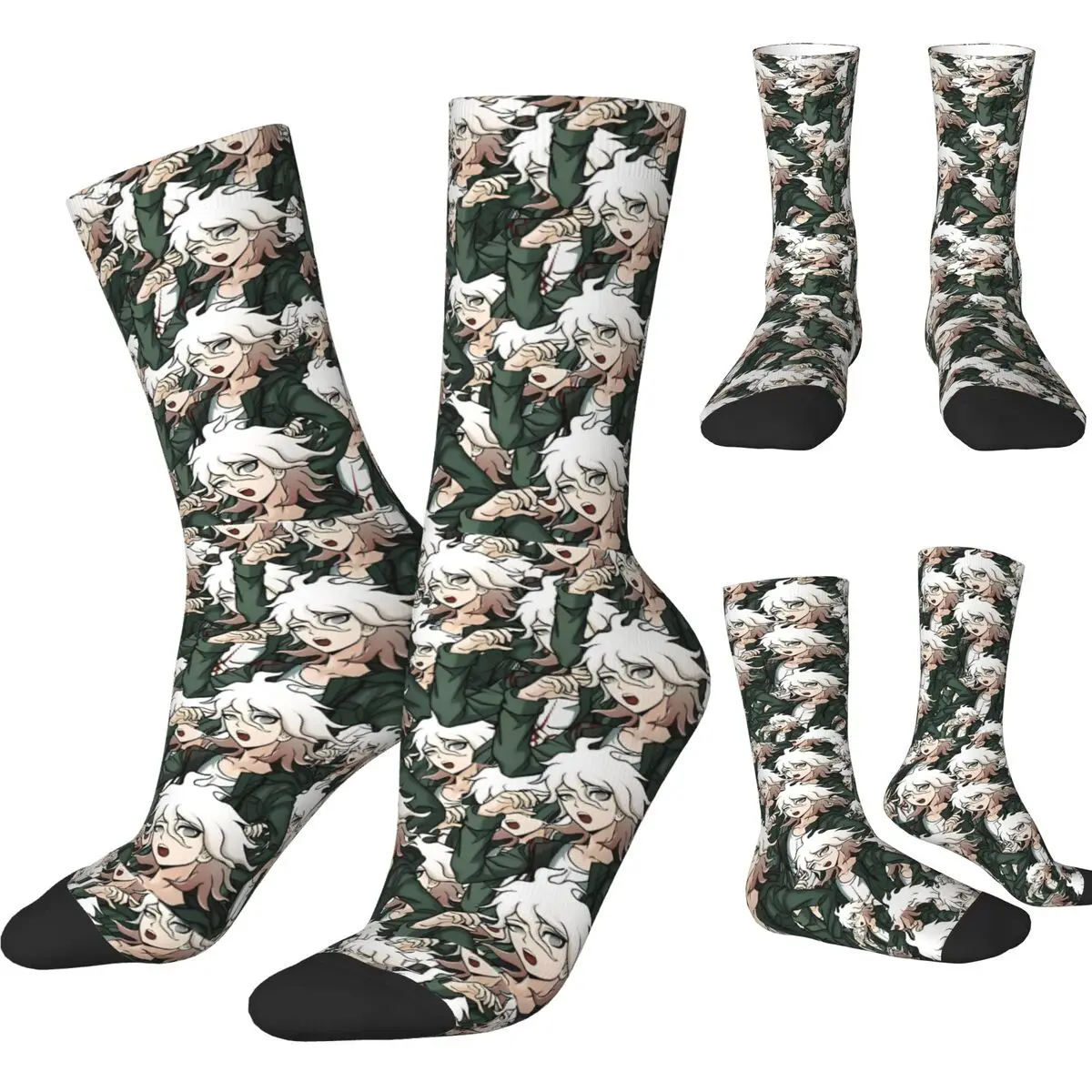 Nagito Komaeda Stockings Design Harajuku Socks Winter Anti Slip Socks Men's Cycling Warm Soft Socks