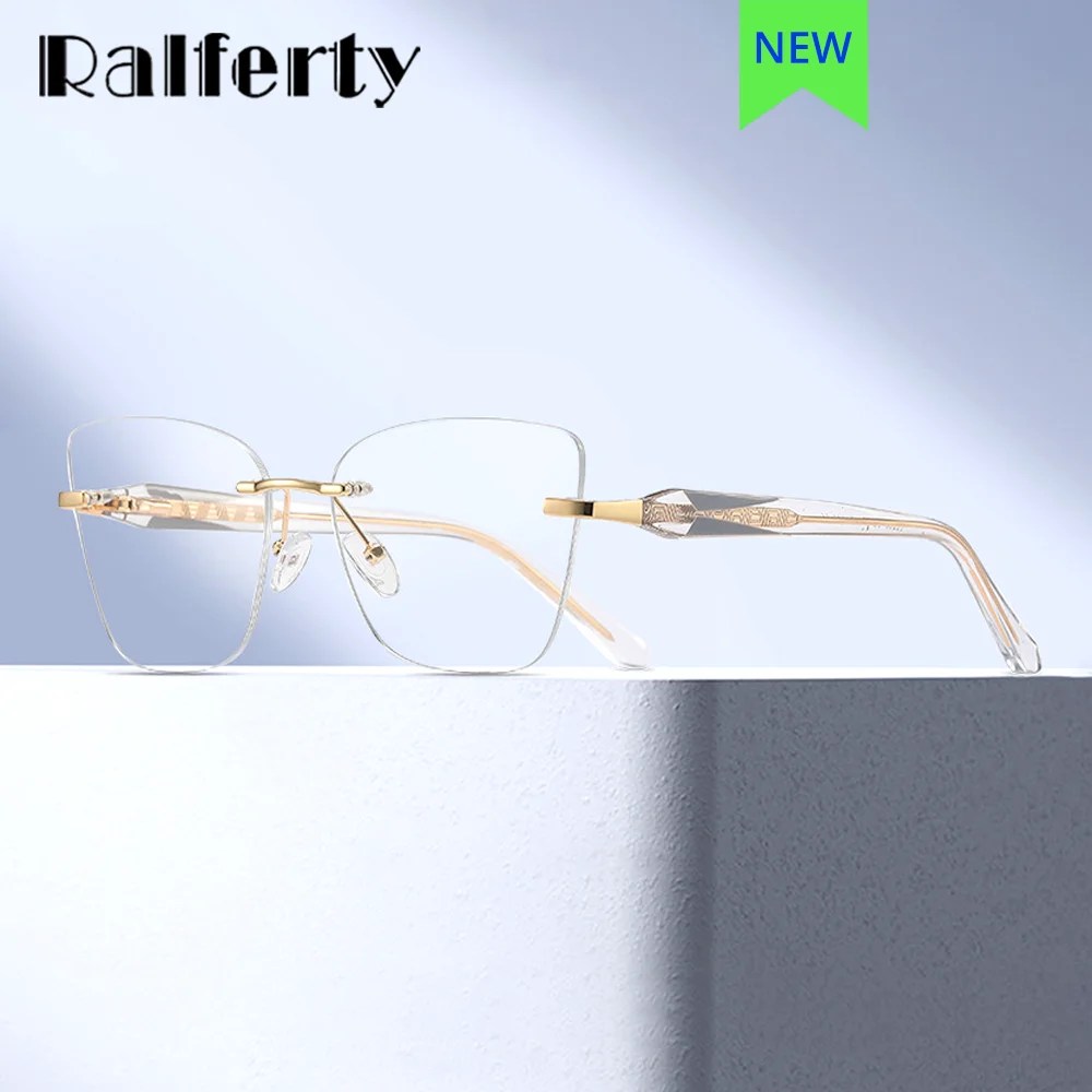 

Ralferty 2021, новая оправа для очков без оправы, женская модная оправа для очков «кошачий глаз» для женщин, элитные брендовые очки, женские очки