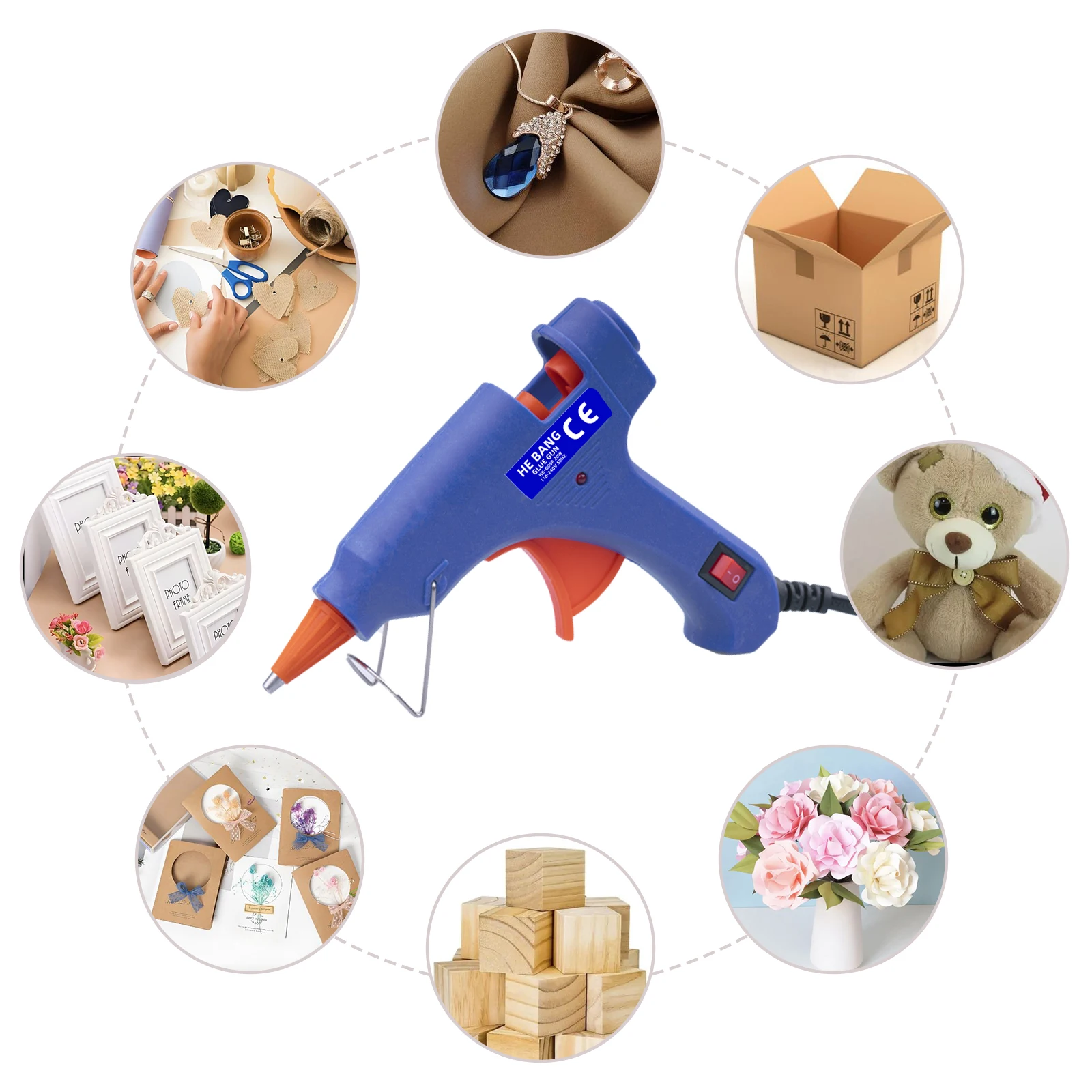 20W Mini Blue Hot Melt Glue Gun Kit with 30pcs Stick for Crafts