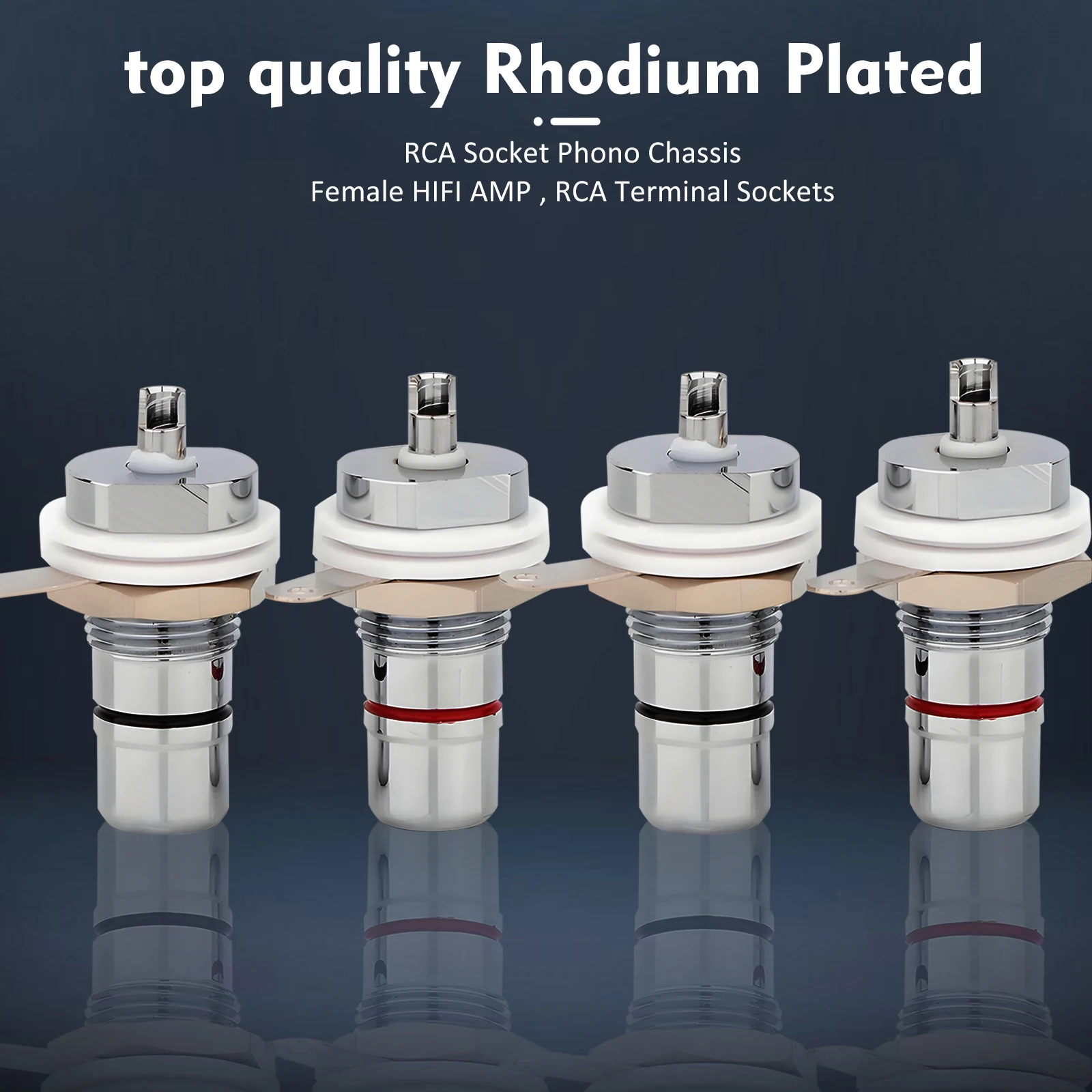 Preffair Rhodium Plated RCA Female Socket Phono Chassis Female HIFI AMP 24k Gold Plated RCA Terminal Sockets