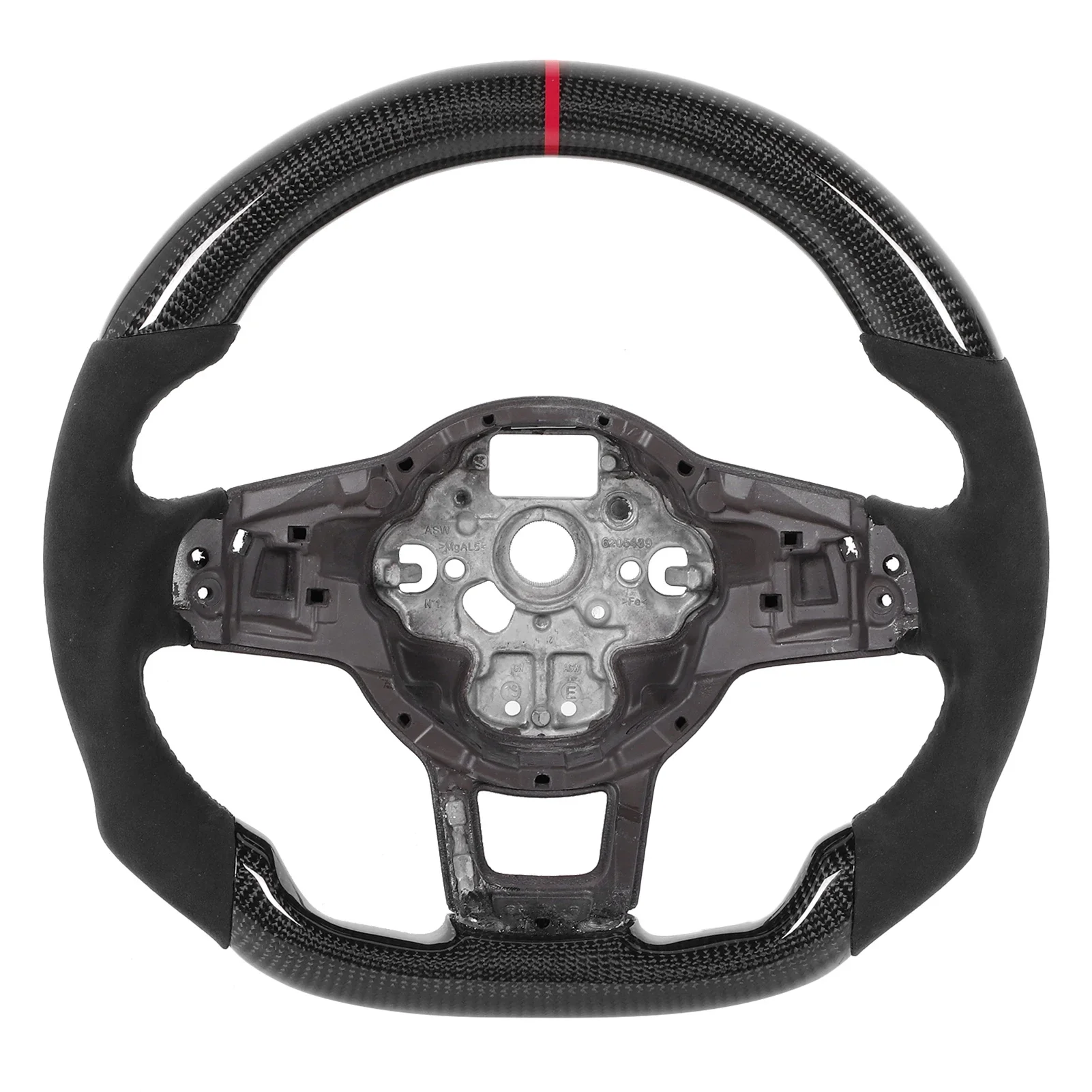 Carbon Fiber Steering Wheel Suede Fit for Mk7/Mk7.5 GTD/R 2013-2020 Red Stitching