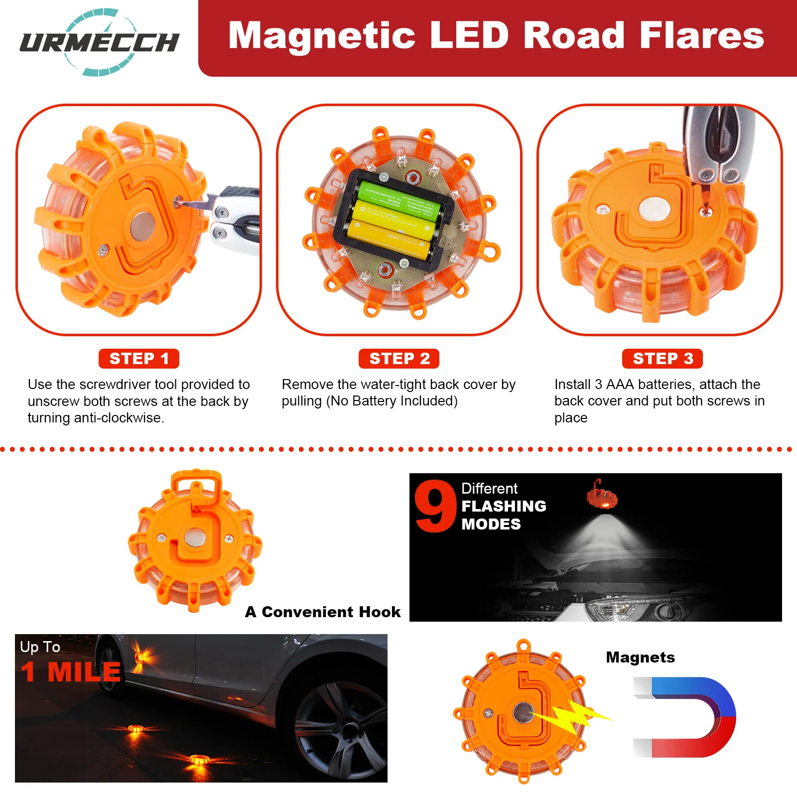 Kit di riparazione di pneumatici di emergenza su strada per auto razzi stradali a LED pinze multiutensile chiave a brugola manometro per pneumatici