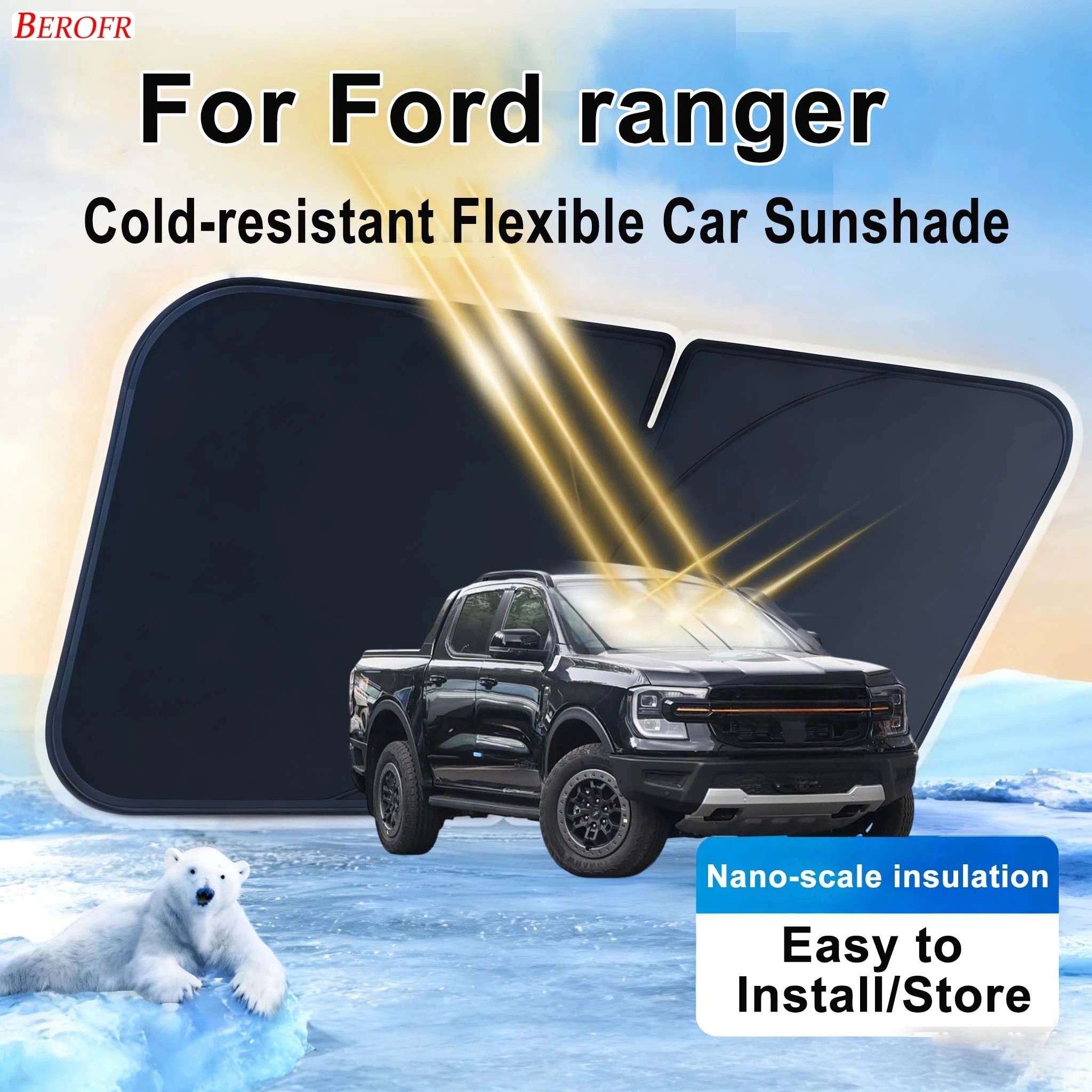 For Ford ranger 2022-2026 Car Windshield Sunshade Cover Front Window Sun Shade Heat Insulation Summer Auto Accessories