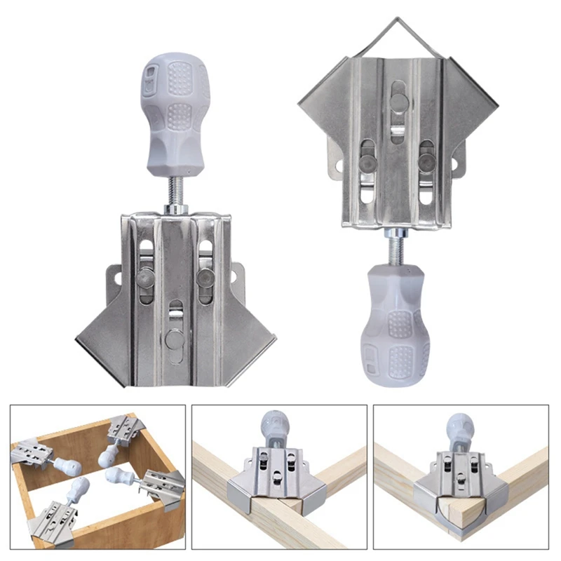 AB15-4Pc الزاوية المشبك الفولاذ المقاوم للصدأ 90 درجة الزاوية اليمنى المشبك قابل للتعديل النجارة تحديد المواقع مربع إطار ثابت المشبك