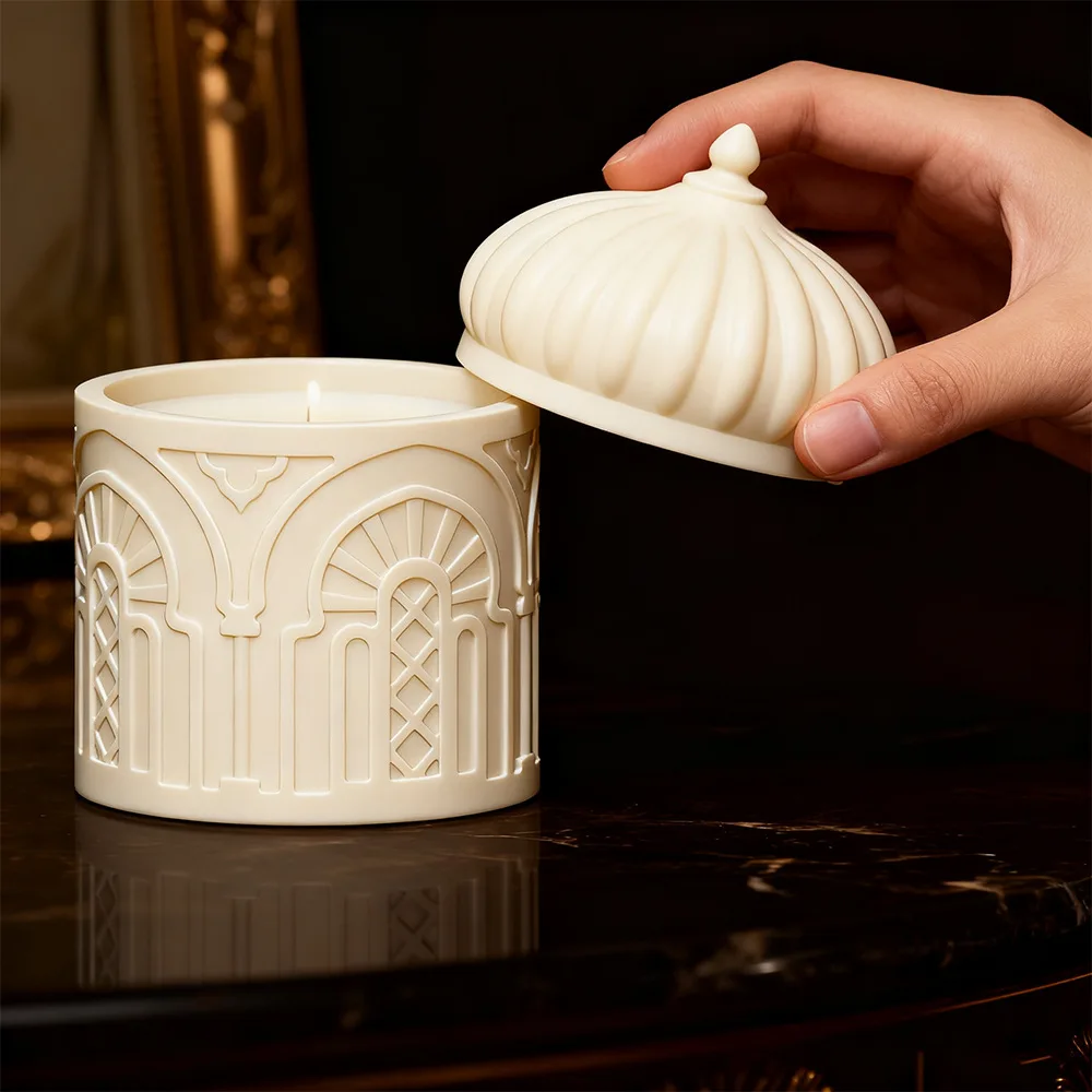 قالب من السيليكون لأكواب الشموع المعطرة لتخزين سطح المكتب المنزلي قالب صب الراتنج المزخرف #3