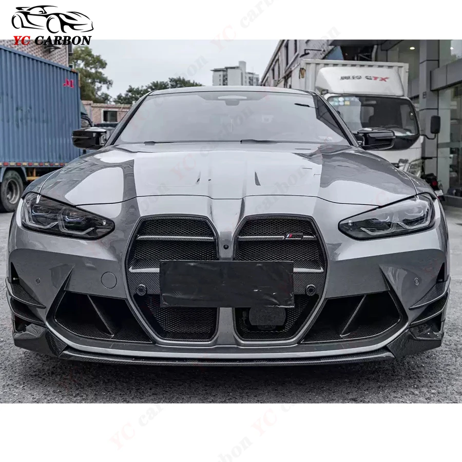 For BMW M3 G80 M4 G82 G83 Carbon Fiber Wind knife Car Front Bumper Splitter Spoiler Canard Air Knife Surround Trim  AC Style