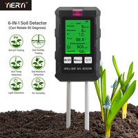 Yieryi Digital Soil Tester PH/Fertility/Moisture/Sunlight/Air Humidity/Temp 6 in 1 Soil PH Meter for Gardening Plant Agriculture