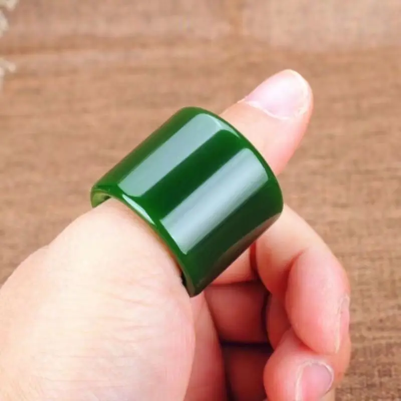 Hotan Jade Jade Finger in Xinjiang, China Dark Green Men's Green Finger Thumb