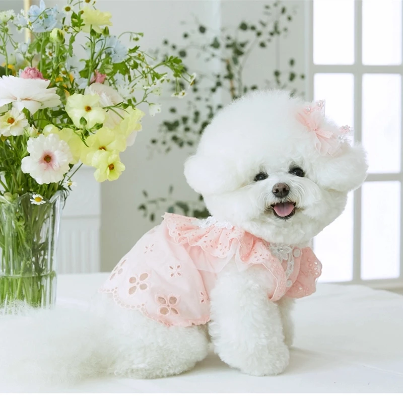 

Dog Clothes Lady Style Dress for Small Dog Girls Female Teddy Pug Chihuahua Clothes Pink Dog Dress Cat Clothes