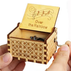Carved Wooden Hand Cranked Music Box, 18 Tone Music Box, Over the Rainbow, Imagine, Birthday Gifts