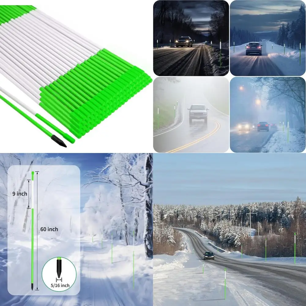 

Светоотражающие колья для снежного забора, 5 футов, зеленое стекловолокно, диаметр 5/16 дюймов для дворовых дорожек, парковки, безопасности