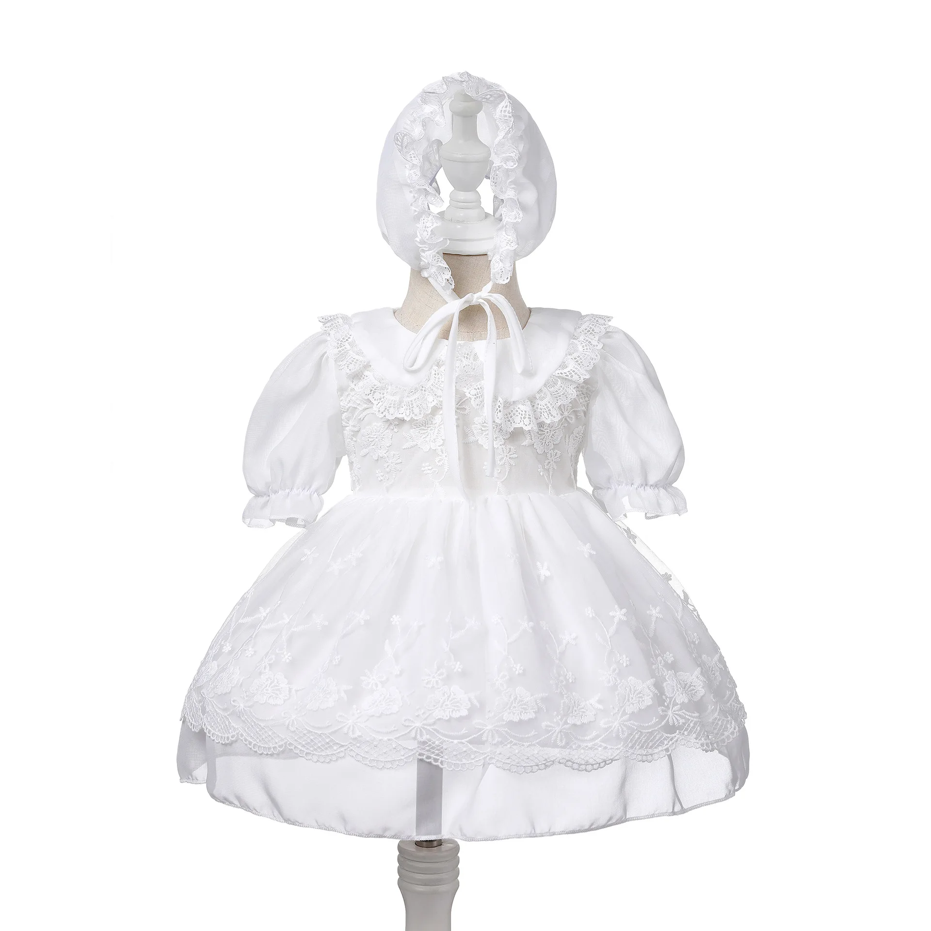 123-  baby Chiffon Princess dress Newborn baby Full moon dress Pompous dress Baby one year girl Baby lace dress