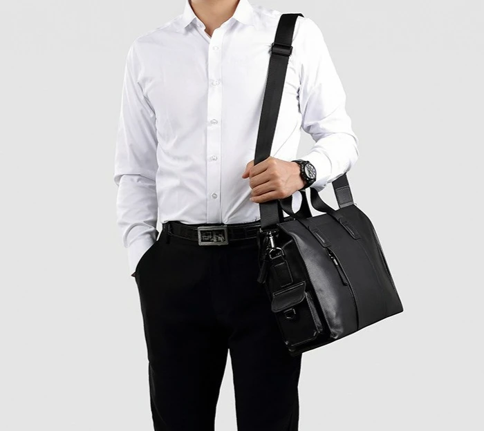 Leather men's bag simple casual men's briefcase first layer cowhide computer bag large capacity messenger men's handbag