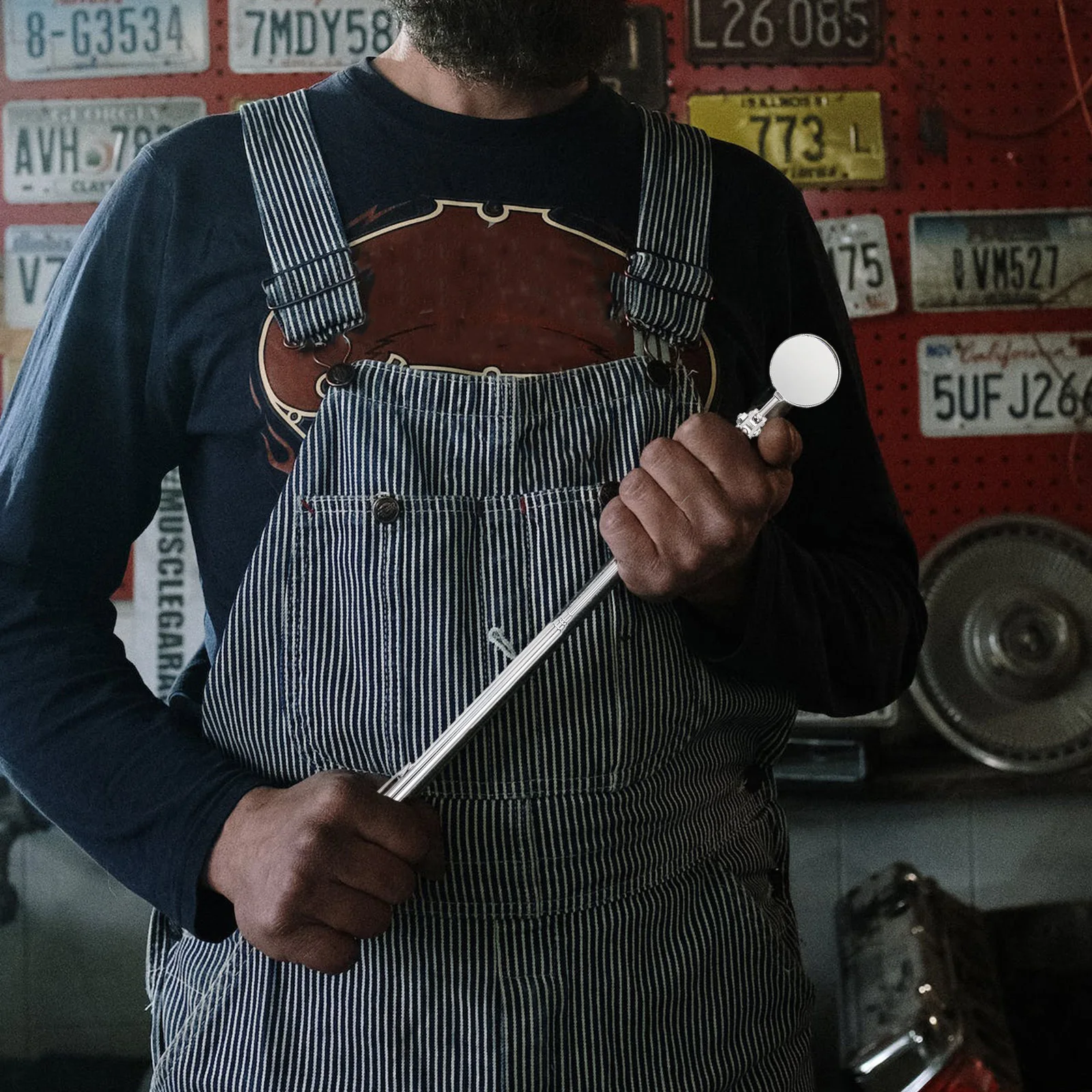 

2Pcs Retractable Telescoping Car Inspection Mirror Swivel Tool Set for Vehicle Auto Repair Narrow Corner Inspection