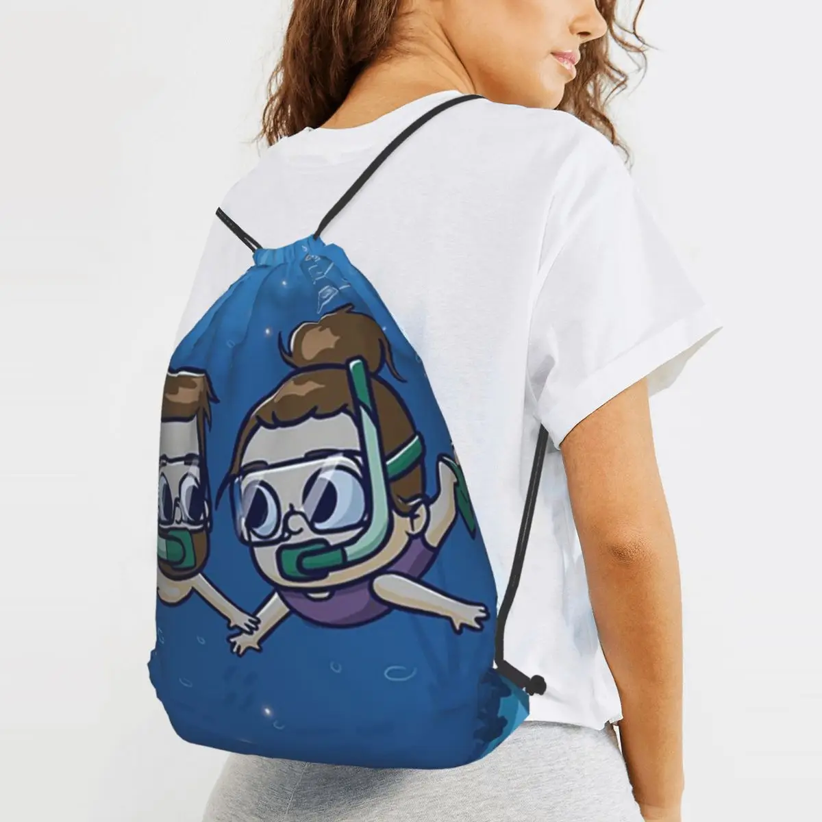 

Under Water Couple - Pibubear Backpacks Portable Drawstring Bags Storage Bag Book Bags for Man Woman School