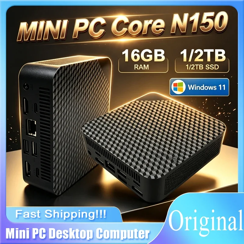 Windows 11 Mini PC Core N150 16GB RAM 2TB SSD Portable Mini Desktop PC WIFI6 BT5.2 4K HD Small Computer For Home Work School