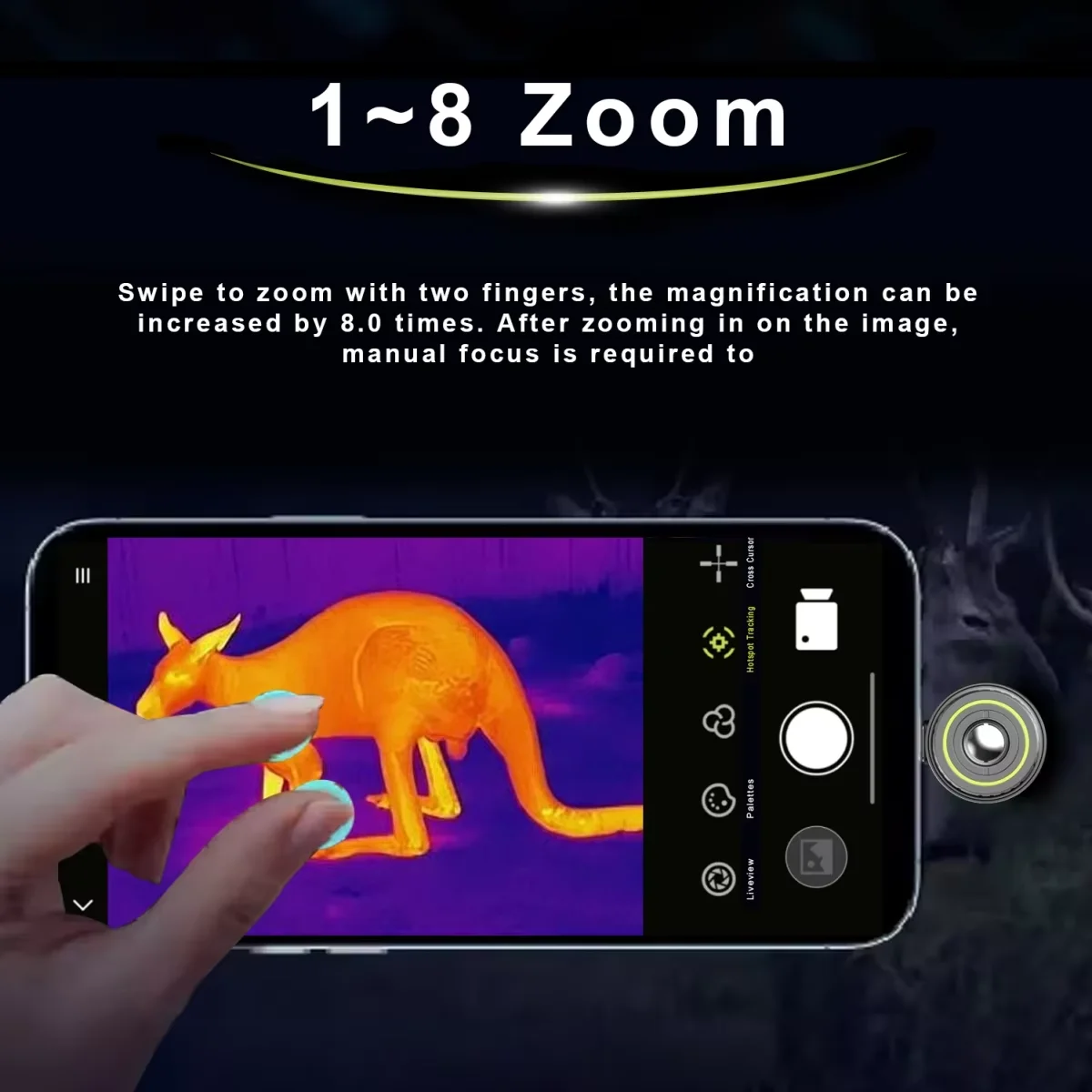 TOOLTOP M7 التصوير الحراري 256*192 كاشف خارجي 8x التكبير الرقمي الحراري أحادي العين 50 هرتز للرؤية الليلية كاميرا حرارية بالأشعة تحت الحمراء #3