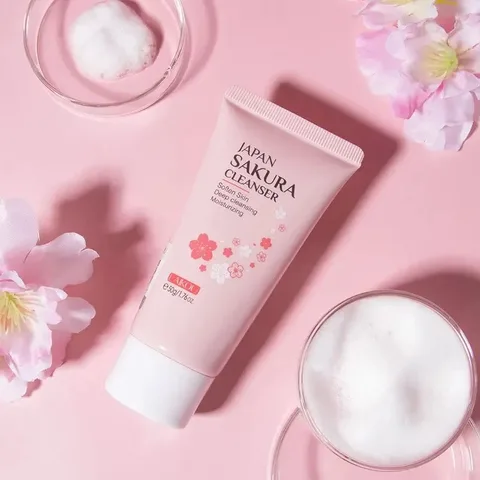LAIKOU Sakura Cleanser Мягкое глубокое очищение Контроль жирности Увлажнение Сужение пор Уход за кожей лица 50 г Очищающее средство для кожи Для всех типов кожи средство для умывания лица для мужчин с жирной кожей отзывы - №1