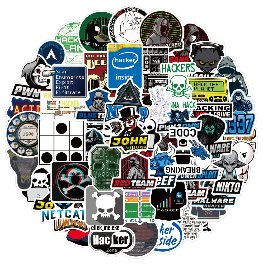 10/50PCS Funny Hacker Graffiti Stickers Computer Expert Cartoon Decals Suitcase Fridge Laptop Guitar Car Bike Skateboard Toys view 2
