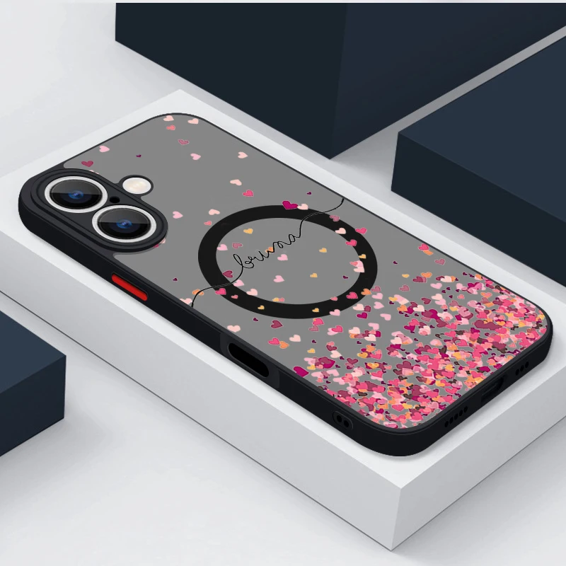 

Магнитный чехол с цветком сакуры для iPhone 15 Pro Max 11, 12, 13, 14, 16, чехол для беспроводной зарядки Magsafe, матовая прозрачная задняя крышка