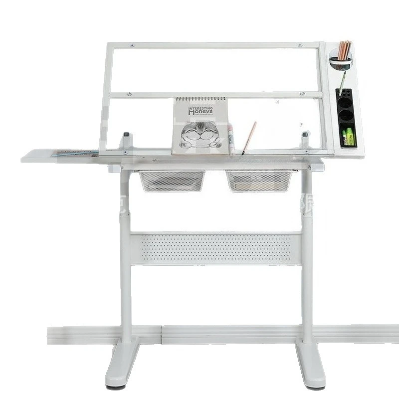 Hand crank liftable glass surface drawing table painting table art painting drawing desk workbench