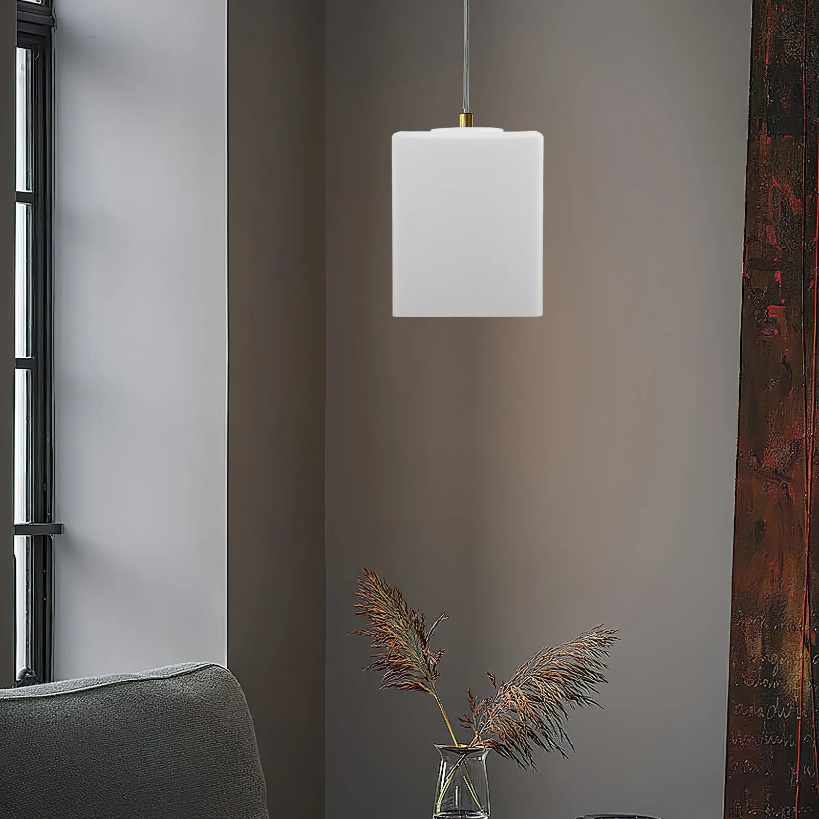 Square Glass Lampshade 100x120mm Clear Replacement for Ceiling Light E27 Base Dining Room Bedroom Pendant Lamp Shade Modern