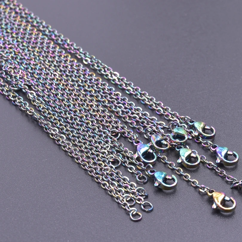 1/5/10pcs/Lot 40+5cm Stainless Steel Chains For Women Men Accessories Rainbow Necklace Fashion Chains Jewelry On The Neck Choker