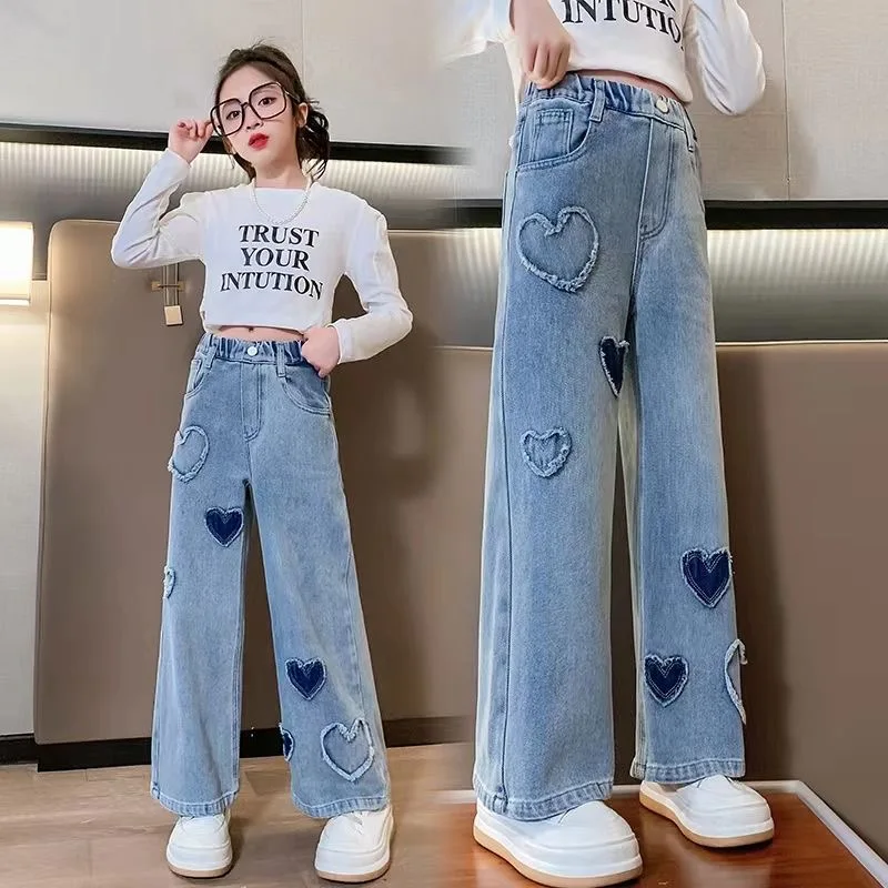 Girls Hole Sale Hanger Jeans Pants Kids Denim Trousers Casual Clothes For Teenagers Girl Spring Winter Trendy Children Clothes