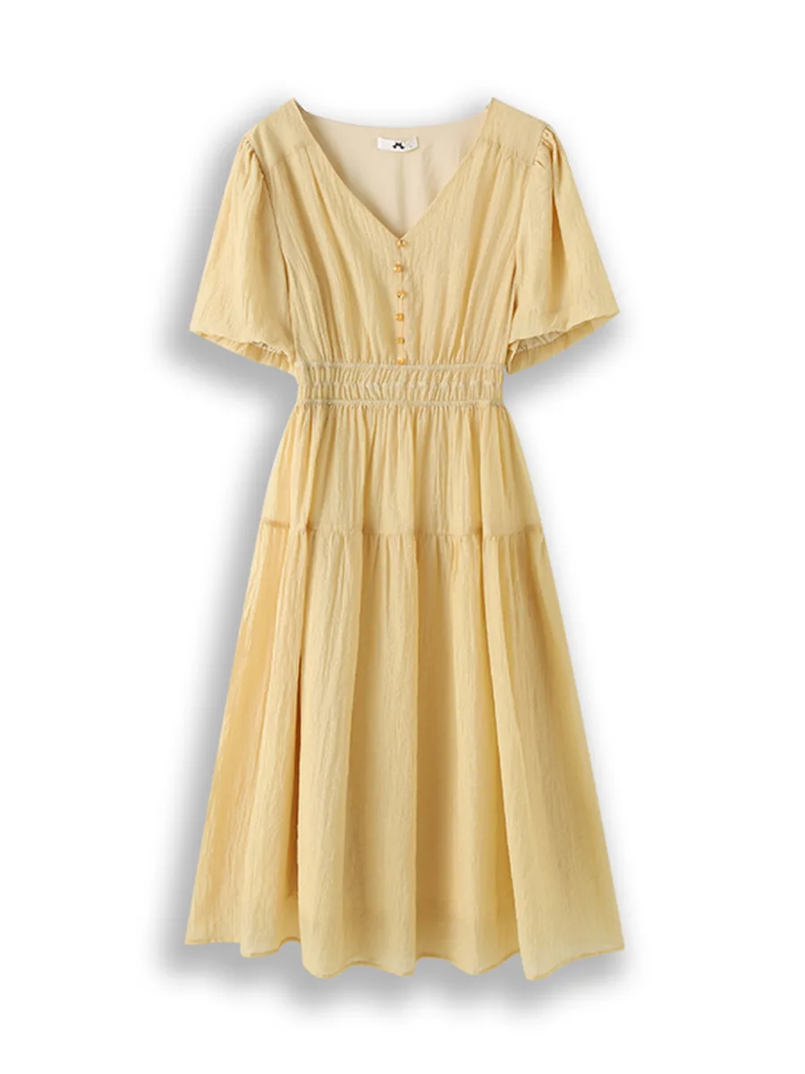 150 kg grote maten dames buste 143 zomer losse zachte stijl v-hals taille cinched jurk geel 4xl 5xl 6xl 7xl 8xl