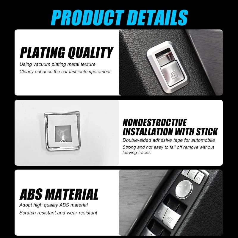 Car Window Lift Button Cover Sticker Switch Panel Styling for Mercedes Benz A B C Class W204 W212 GLA GLK CLA GL ML GLE