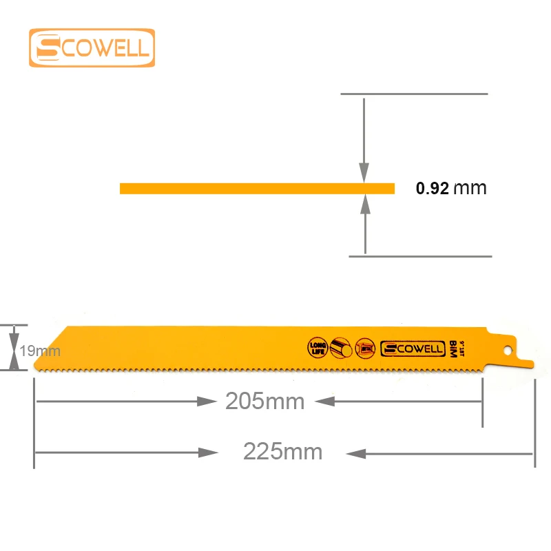 35% OFF SCOWELL 9IN 18TPI Bimetal Reciprocating Sabre Saw Blades 230*19*0.92mm For Soft Metal Working Bi-metal M2 Jigsaw Blades