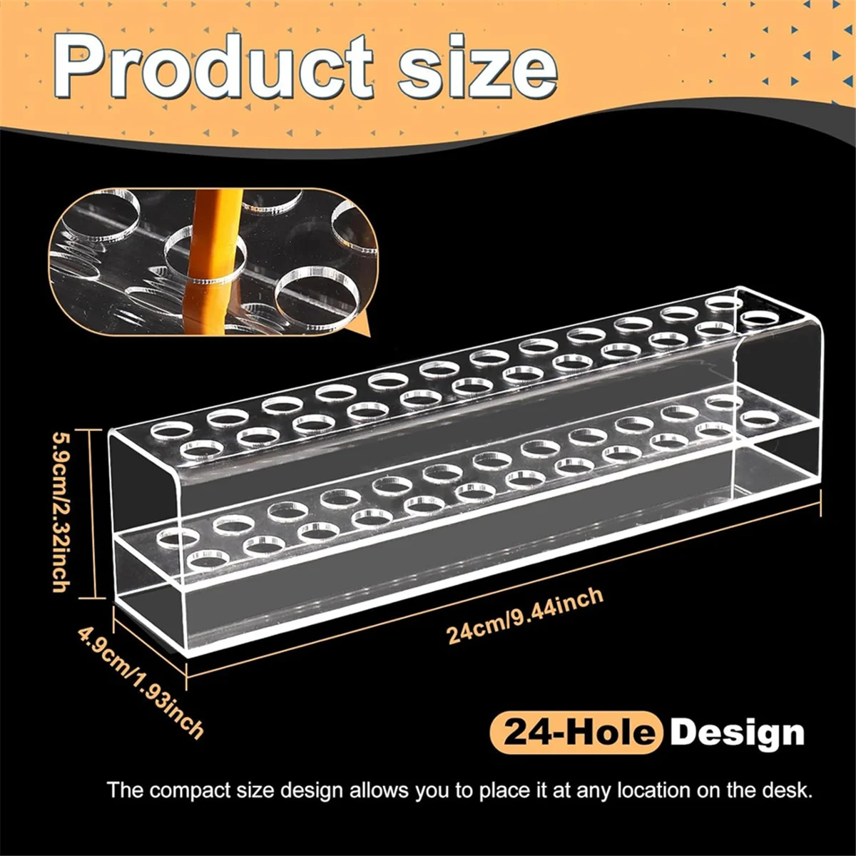 

ADEGBO-Improved Acrylic Pen Holder, 24-Slots Pen Display Stand Clear Pen Holder