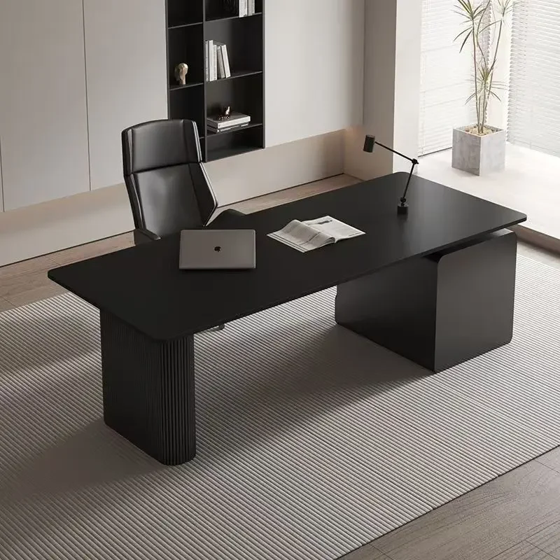DSA minimalist rock slab desk modern home desk modern light luxury high-end black with drawers boss computer desk