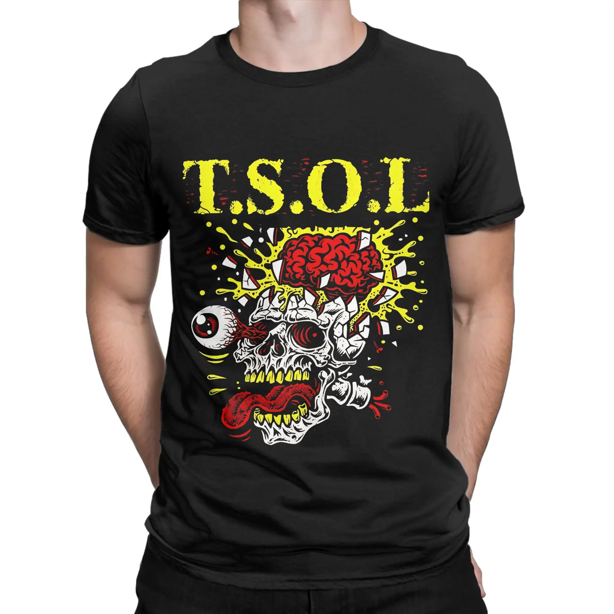 Retro Underground‑Punk Classic TSOL Graphic 100% Cotton T-Shirt Tees Tops For Men