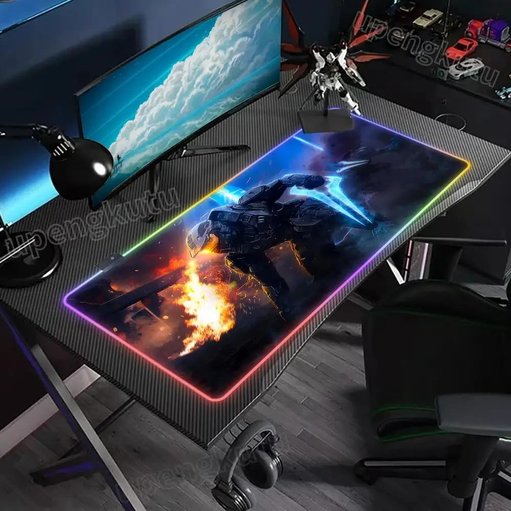 

Super H_Halo soldier captaines RGB Mouse Pad Tapetes de Mesa Teclado, Borracha Kawai, Tapete de Mesa Antiderrapante, XXL90x40cm