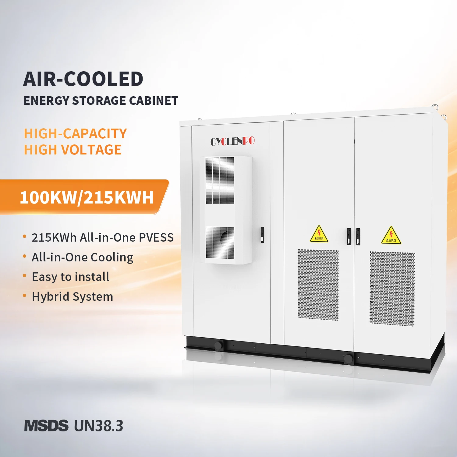 100KW + 215Kwh Air Cooled Outdoor Industrial and Commercial BESS Cabinet for on & off Grid Solar System