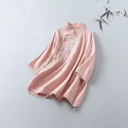 Summer New Solid Color Fashion Three Quarter Shirt Women High Street Casual Loose Button Embroidered Lace Patchwork Pullovers