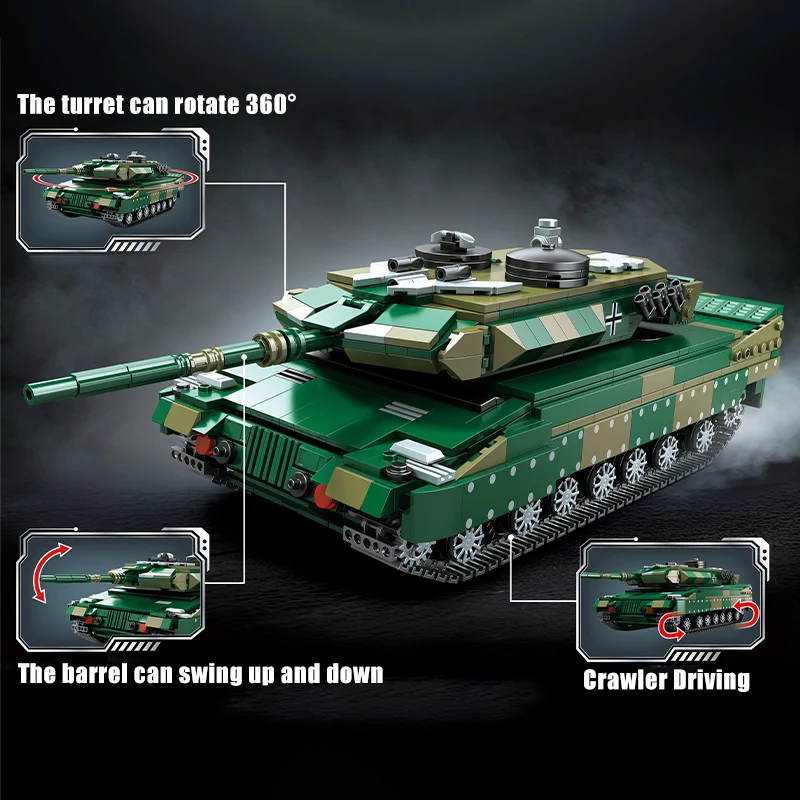 Militär WW2 1000 + Stücke Tiger Schwere Tank Modell Bausteine Technische Leopard II Kampfpanzer Ziegel Spielzeug Für Kinder geschenk
