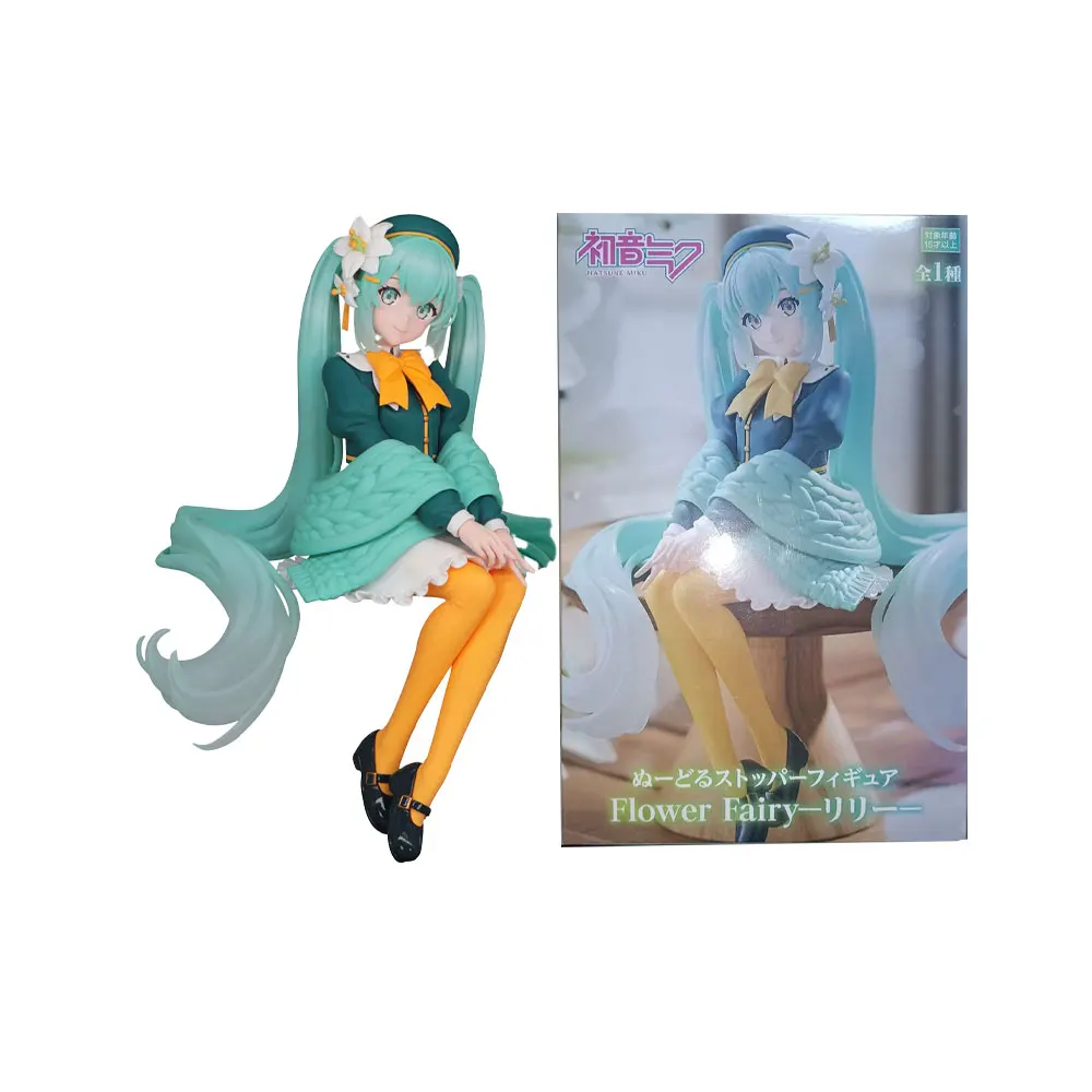 14CM Anime Hatsune Miku Figure Lily Fairy Seated Pressed Instant Noodles Anime Model Toy Gift Collection Decorative Ornament PVC