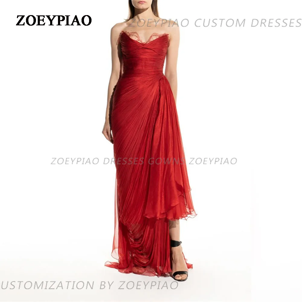 Vestido de noche de gasa sin mangas para mujer, traje Sexy plisado, color rojo, para eventos formales, bodas, fiestas de cumpleaños y cócteles, 2024