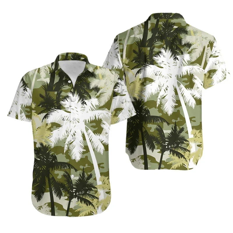 

Men's Short Sleeved Floral Shirts Loose Hawaiian Shirt Polynesian Coconut Palm Beach Top Summer Bright Color Popular Quick Dry