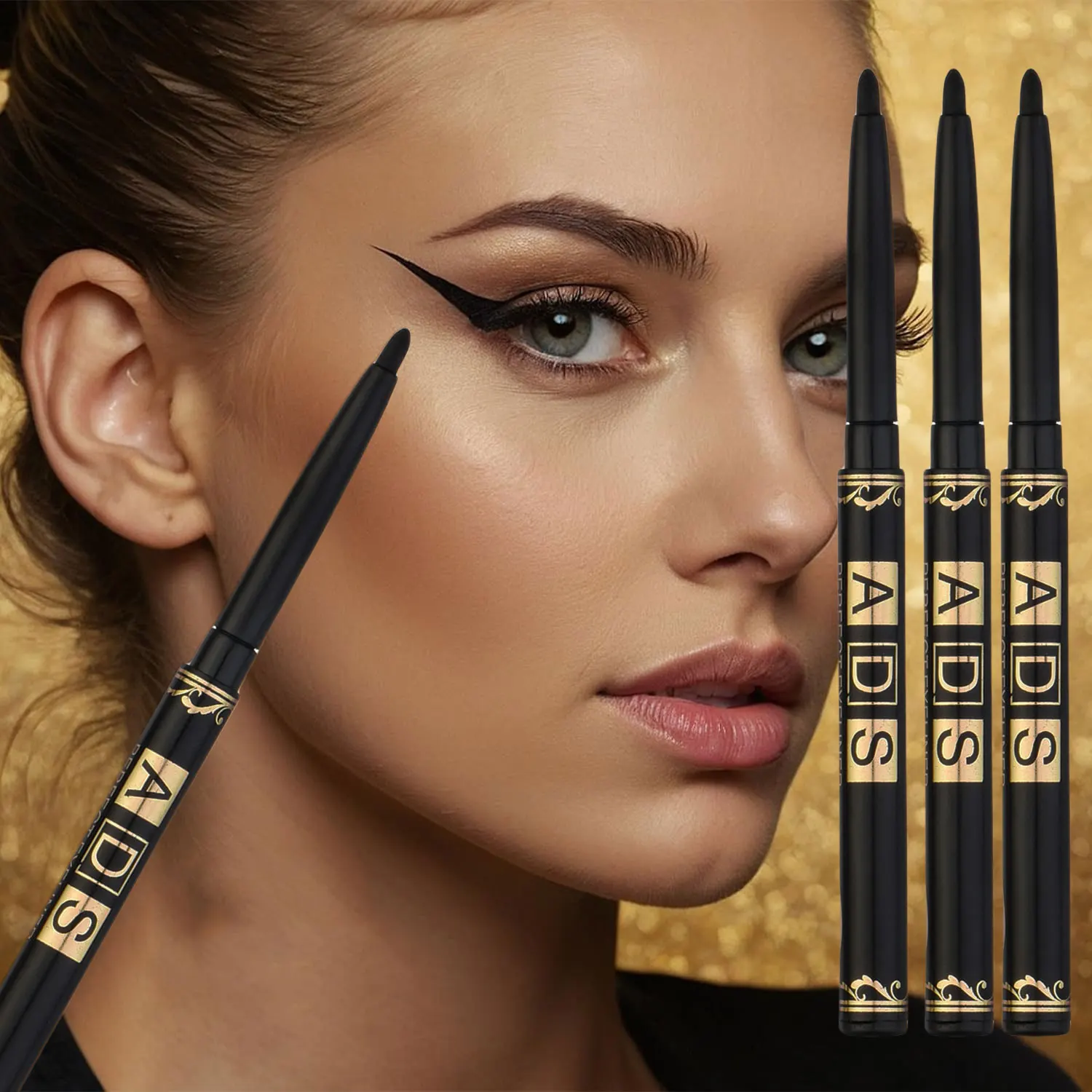 3pcs Long-Lasting Waterproof Black Eyeliner Pencils - Smudge & Sweat Proof for Bold Eye Makeup, Perfect Gift