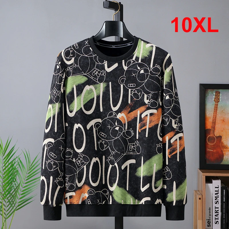 

2021 Autumn Sweatshirts Fashion Bear Graffiti Oversize Pullover Plus Size 9XL 10XL Sweatshirt Baggy Men Big Size Tops HA003